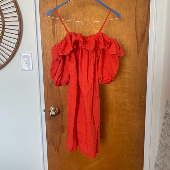 Linen blend off-shoulder dress - Picture 4 of 4